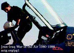 Pilot of an IrAF Mirage F.1EQ-5 fitting himself in the cockpit on the morning of 19 March 1988. (Authors� collection)